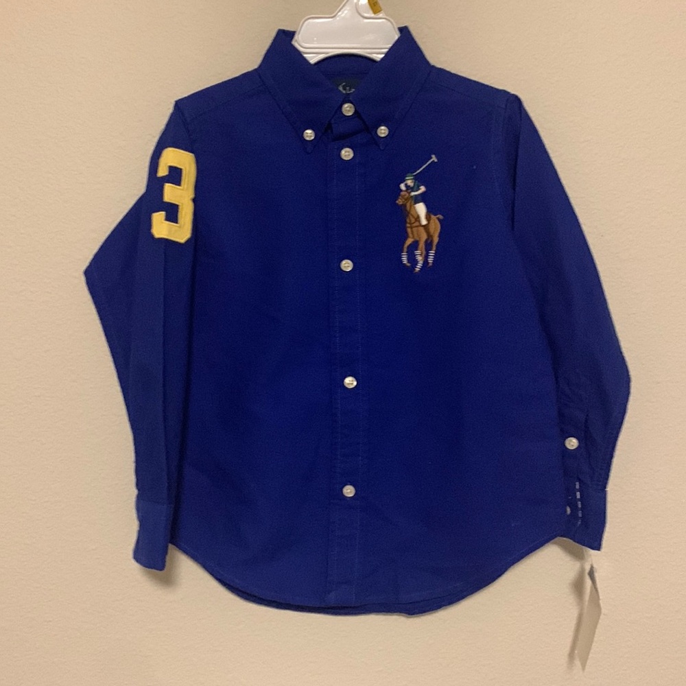 NWT Ralph Lauren Toddler Boys button down in Royal Blue size 3T